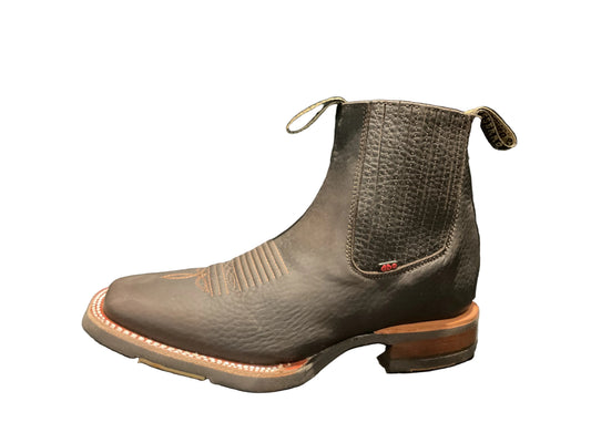 MEN'S RODEO ANKLE BOOTS-CHOCOLATE RUBBER SOLE RHINO