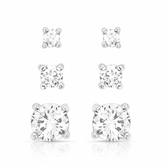 ER5646 Shine Bright Triple Crystal Post Earring Set