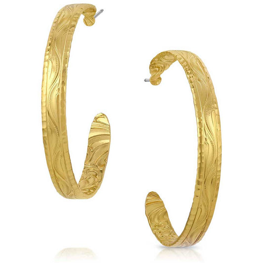 ER5663G Timeless Treasure Chiseled Hoop Earrings