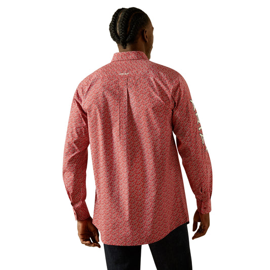 10062255 ARIAT MENS TEAM PERL RED/BEIGE SHIRT