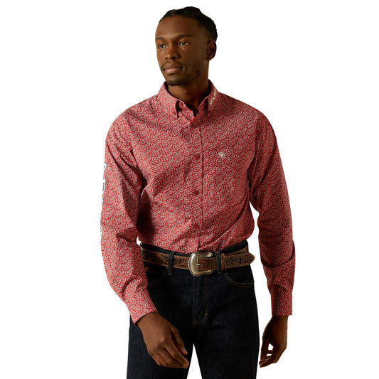 10062255 ARIAT MENS TEAM PERL RED/BEIGE SHIRT