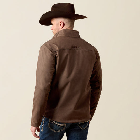 10079404 MEN'S ARIAT VERNON SOFTSHELL JACKET WREN FAUX LEATHER PRINT