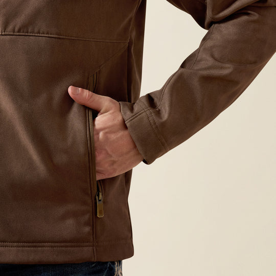 10079404 MEN'S ARIAT VERNON SOFTSHELL JACKET WREN FAUX LEATHER PRINT