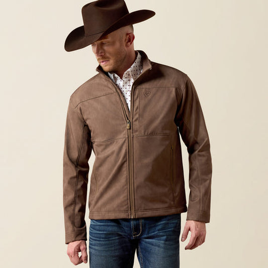 10079404 MEN'S ARIAT VERNON SOFTSHELL JACKET WREN FAUX LEATHER PRINT