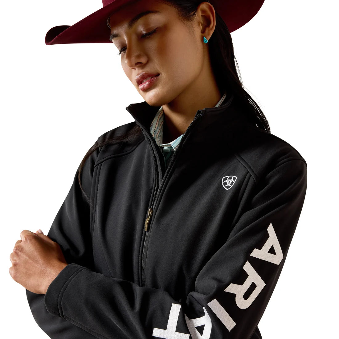 10079892 ARIAT LADIES LOGO BLACK SOFTSHELL JACKET