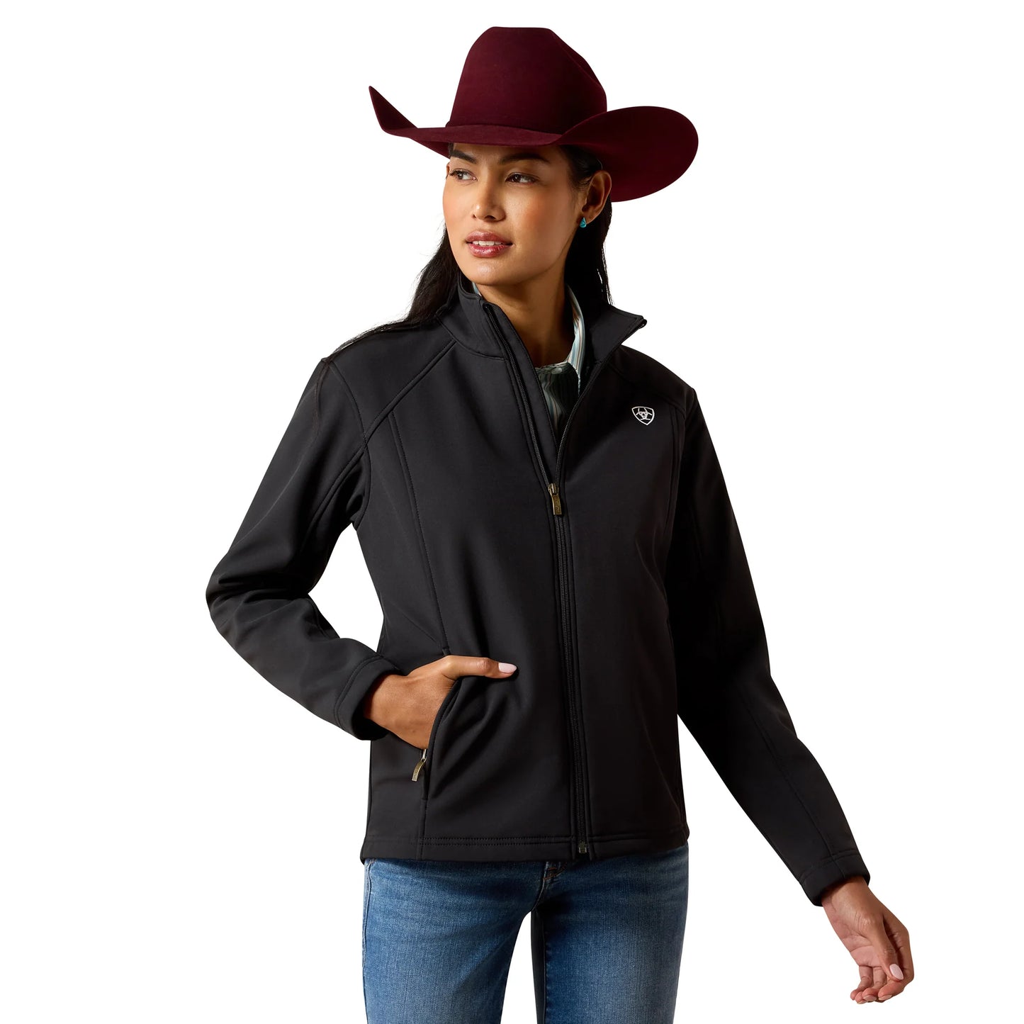10079892 ARIAT LADIES LOGO BLACK SOFTSHELL JACKET