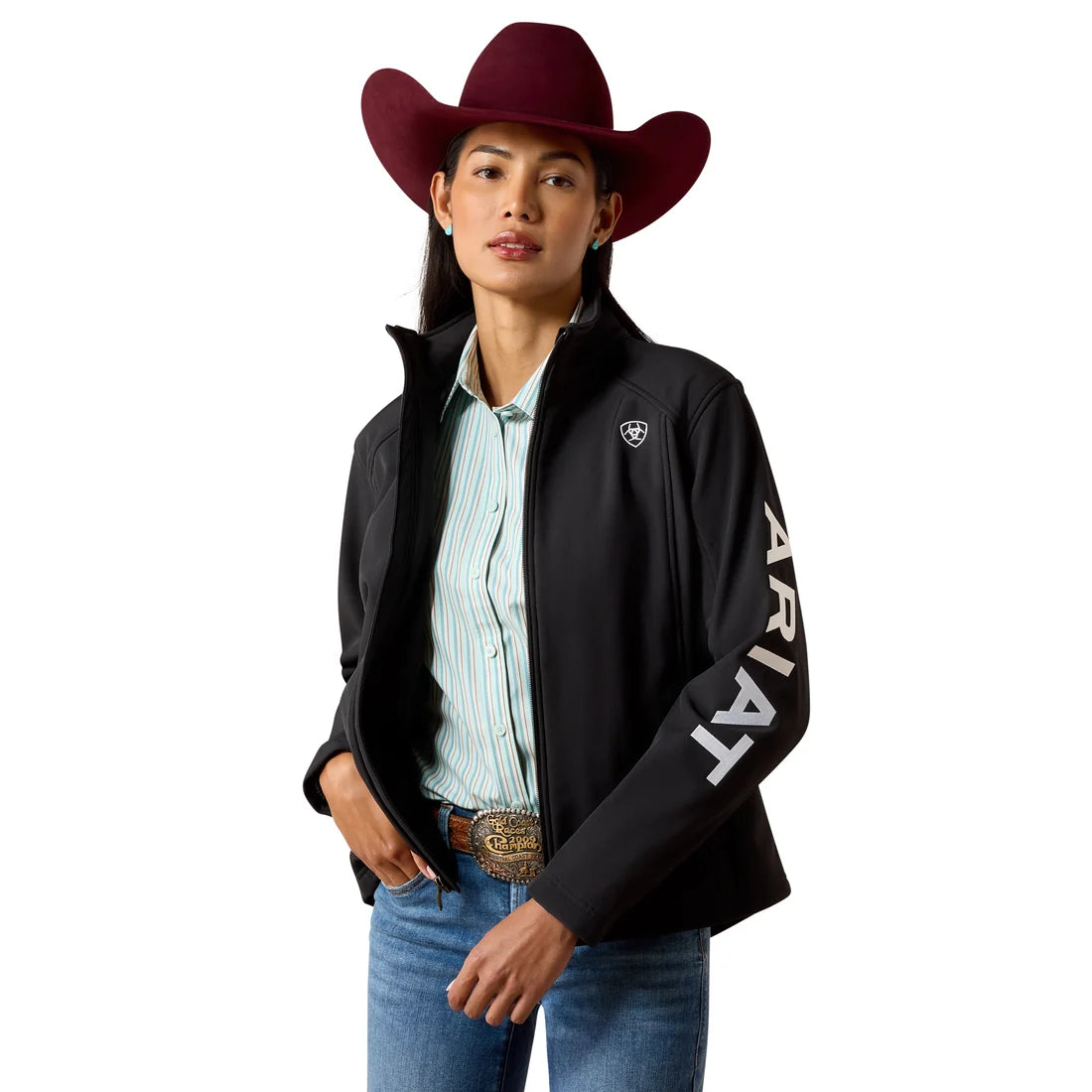10079892 ARIAT LADIES LOGO BLACK SOFTSHELL JACKET