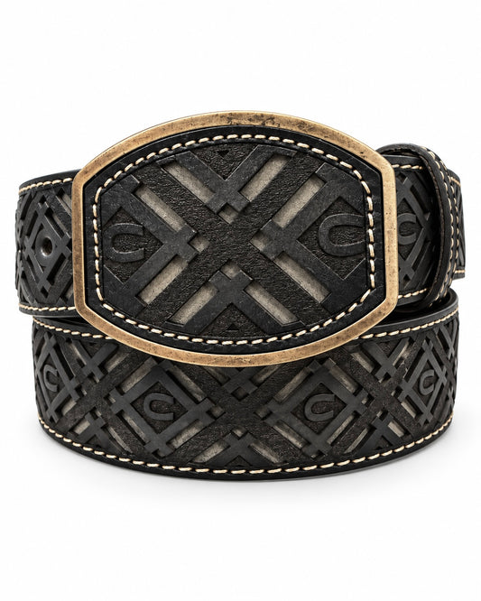 CINTO DE PIEL HEBILLA OVALADA BLACK