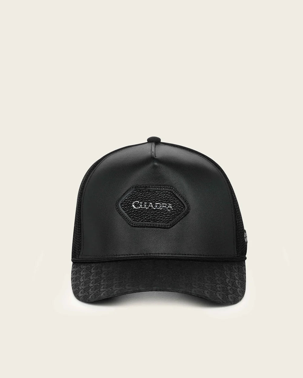 CP006 CUADRA MEN'S BLACK GENUINE BOVINE & STINGRAY LEATHER SNAPBACK CAP