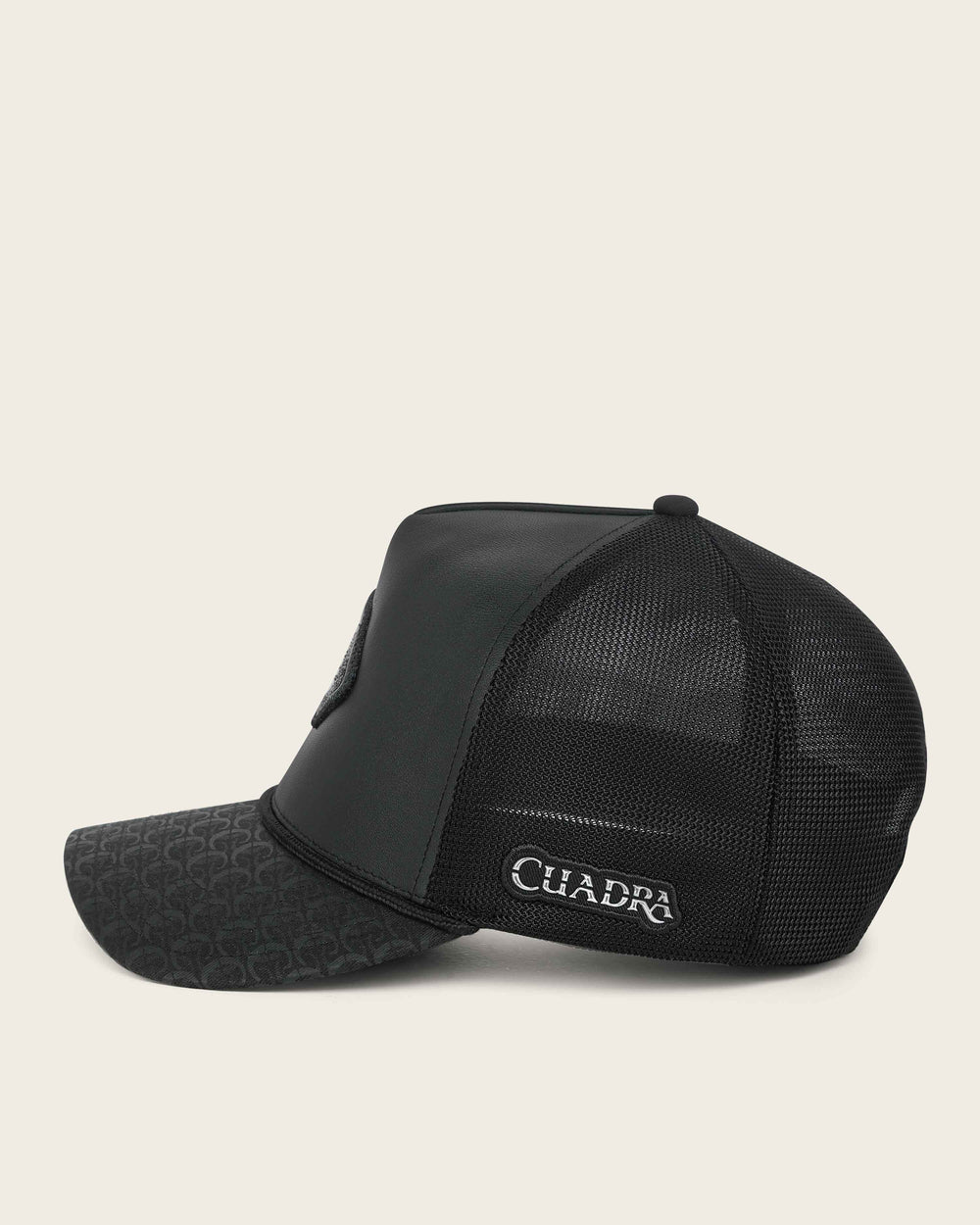 CP006 CUADRA MEN'S BLACK GENUINE BOVINE & STINGRAY LEATHER SNAPBACK CAP