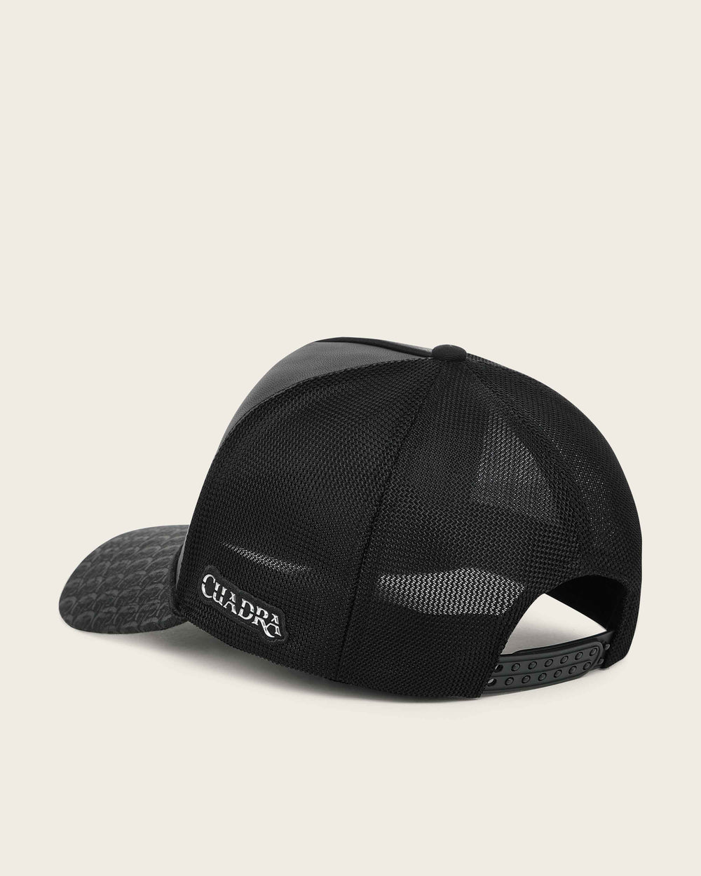 CP006 CUADRA MEN'S BLACK GENUINE BOVINE & STINGRAY LEATHER SNAPBACK CAP