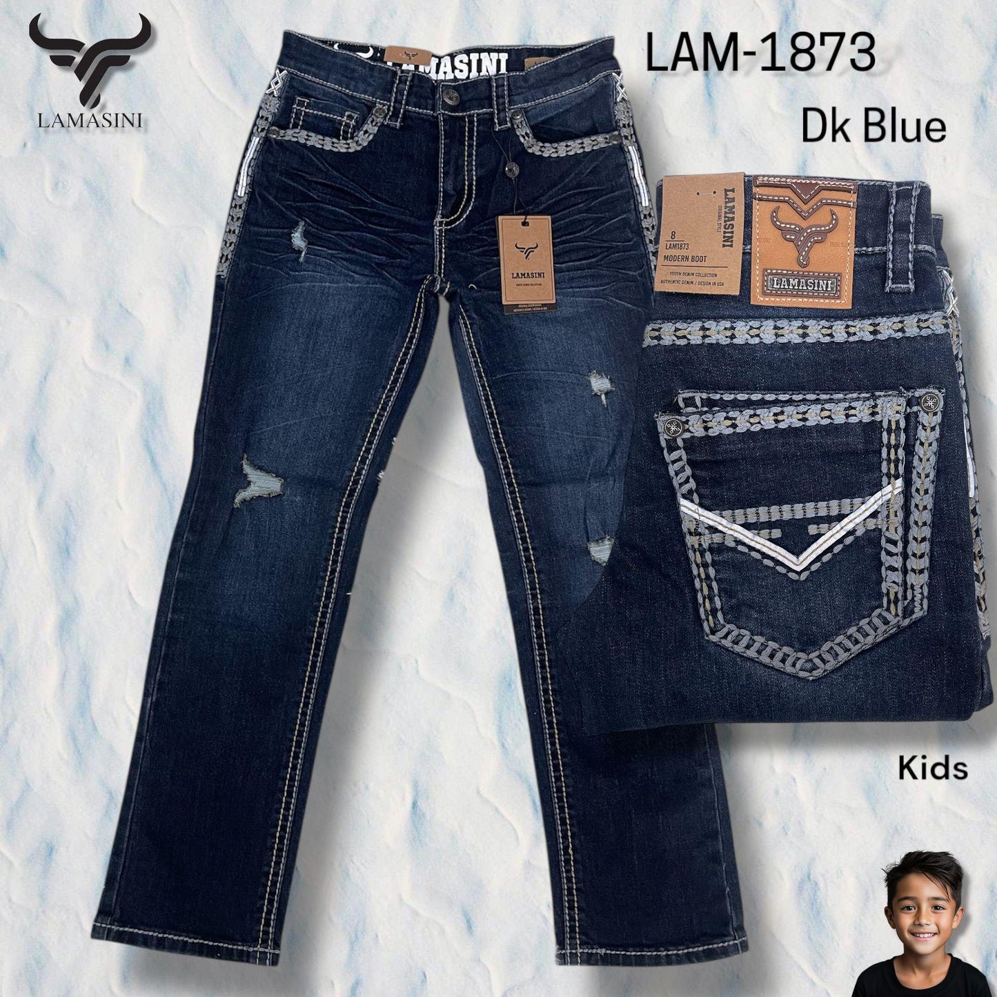 LAM1873 JEANS STRETCH BOYS DARK BLUE