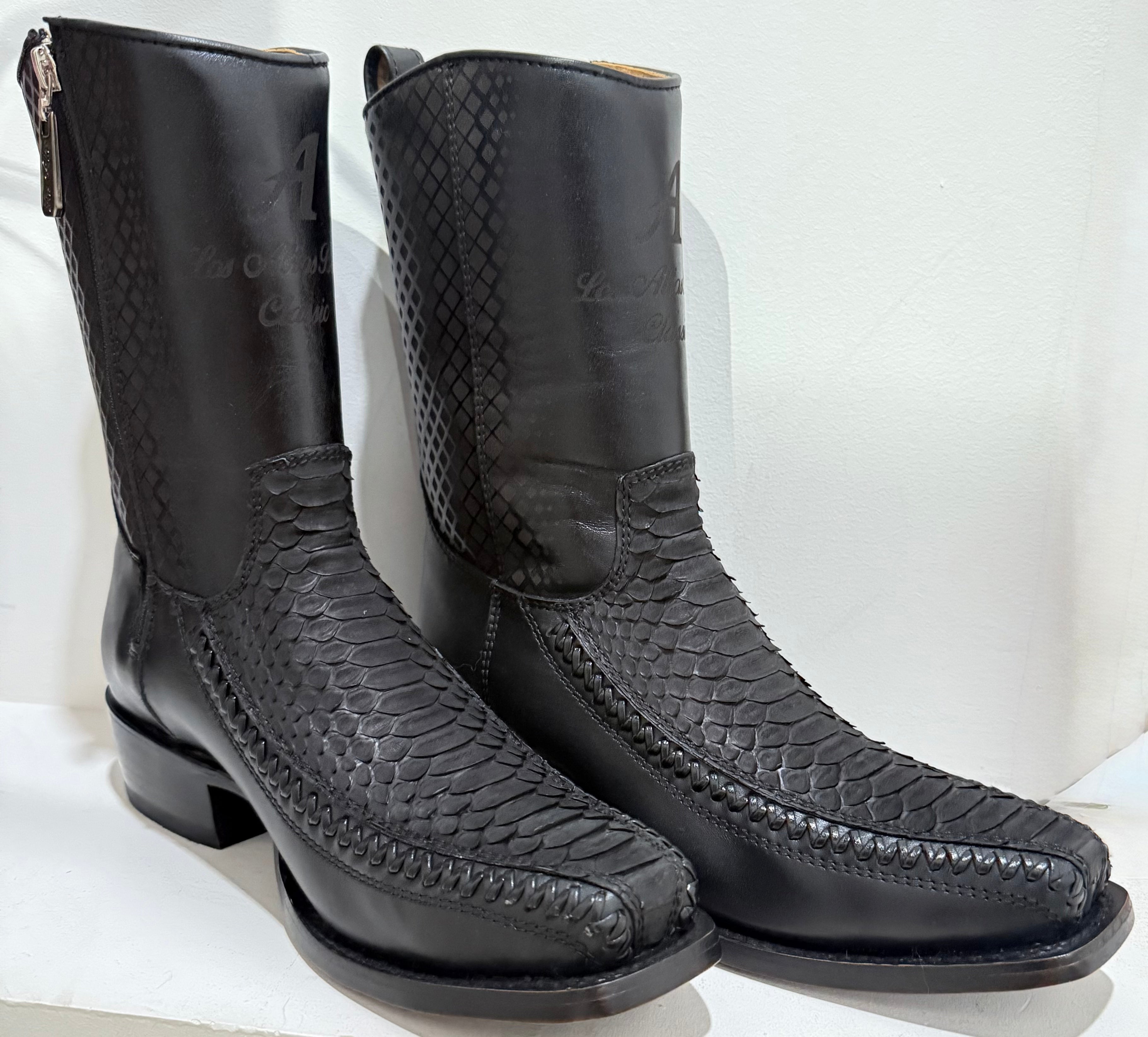 57BFPN5705 PYTHON NUBUCK BLACK BOTIN – Nessabel Western Boots