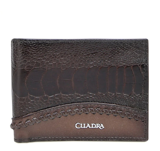 DU719 WALLET OSTRICH LEG STUDS & WOVE BROWN