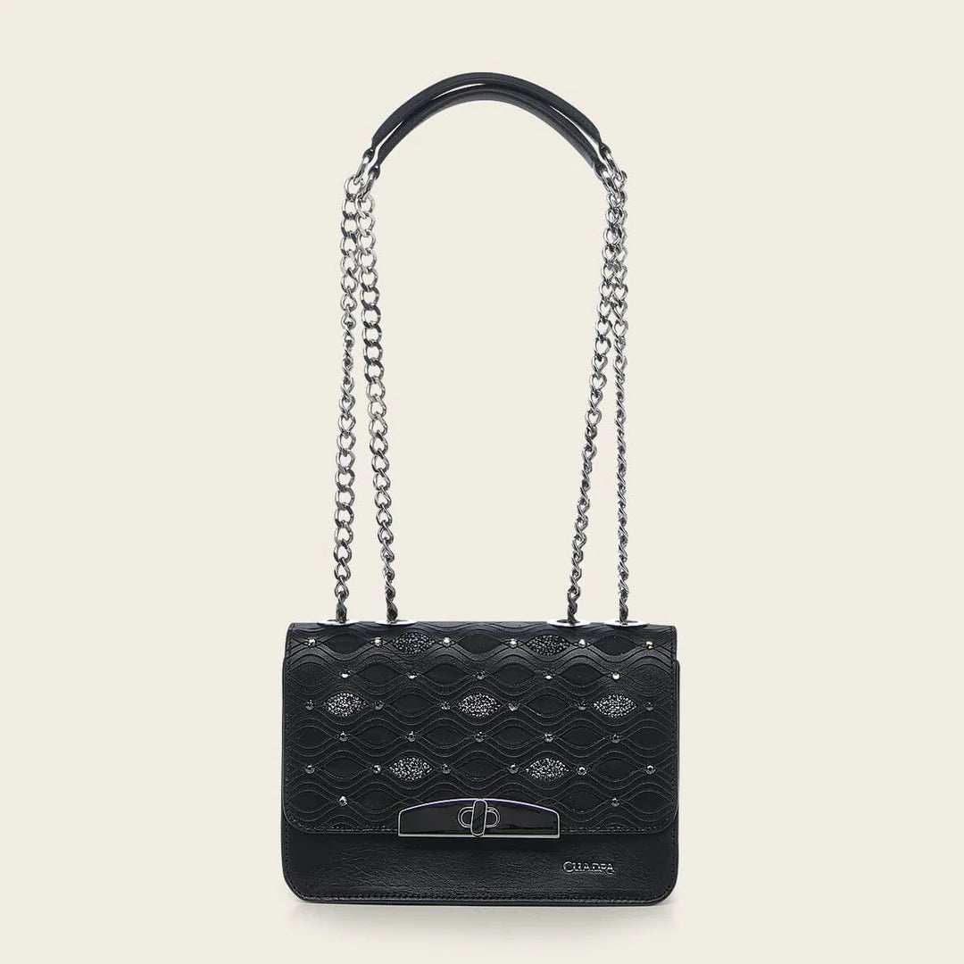 DU693 LD BLACK LASER & STUDS BAG
