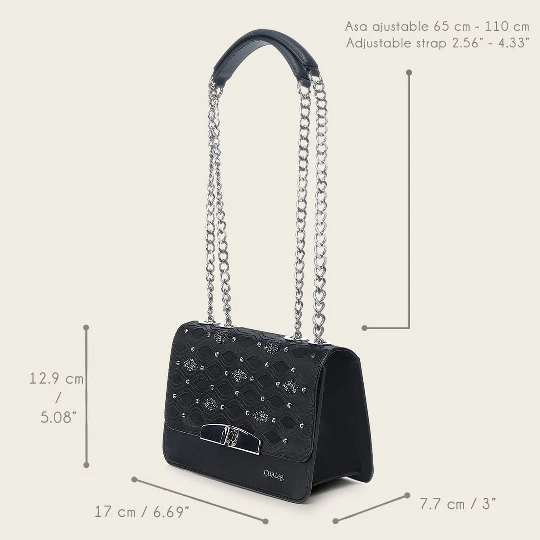 DU693 LD BLACK LASER & STUDS BAG