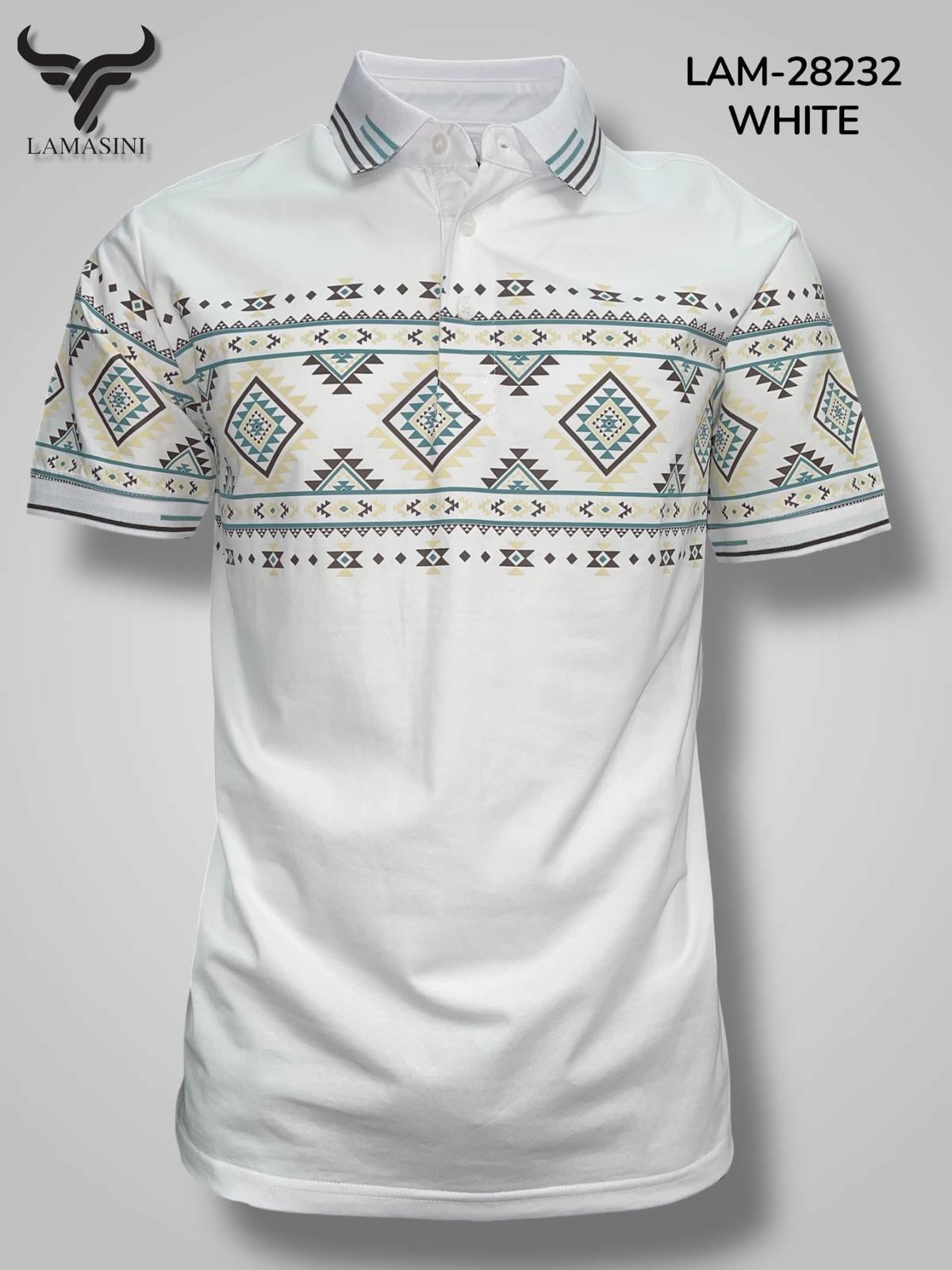 LAM28232 WHITE SHORT SLEEVE SHIRT LARGE RHOMBUSES