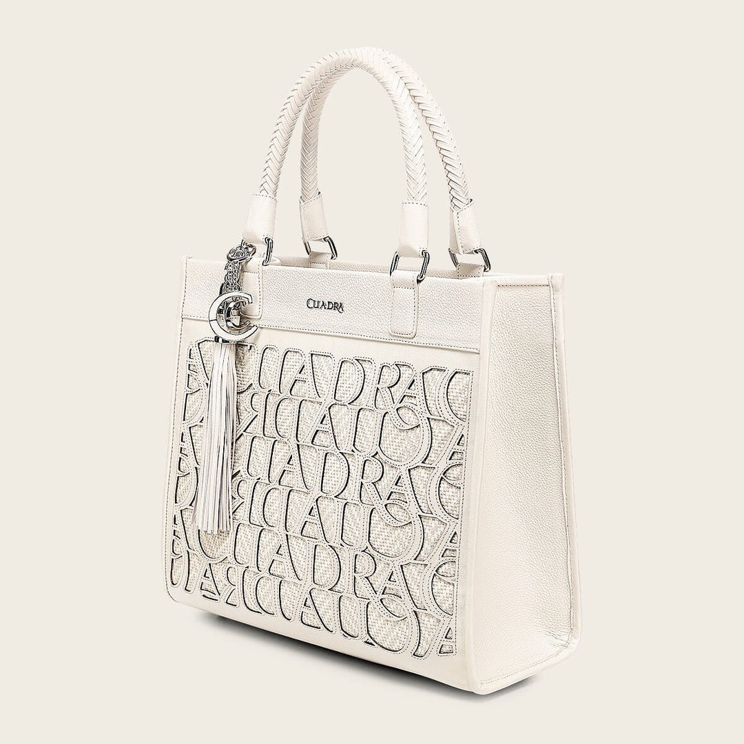 DU762 WHITE MONOGRAM TOP HANDLE HANDBAG