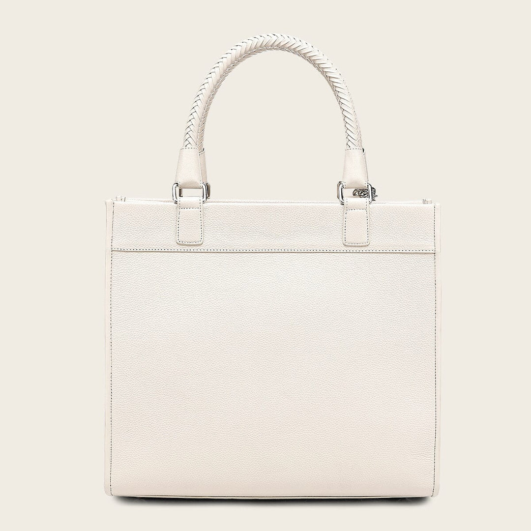 DU762 WHITE MONOGRAM TOP HANDLE HANDBAG