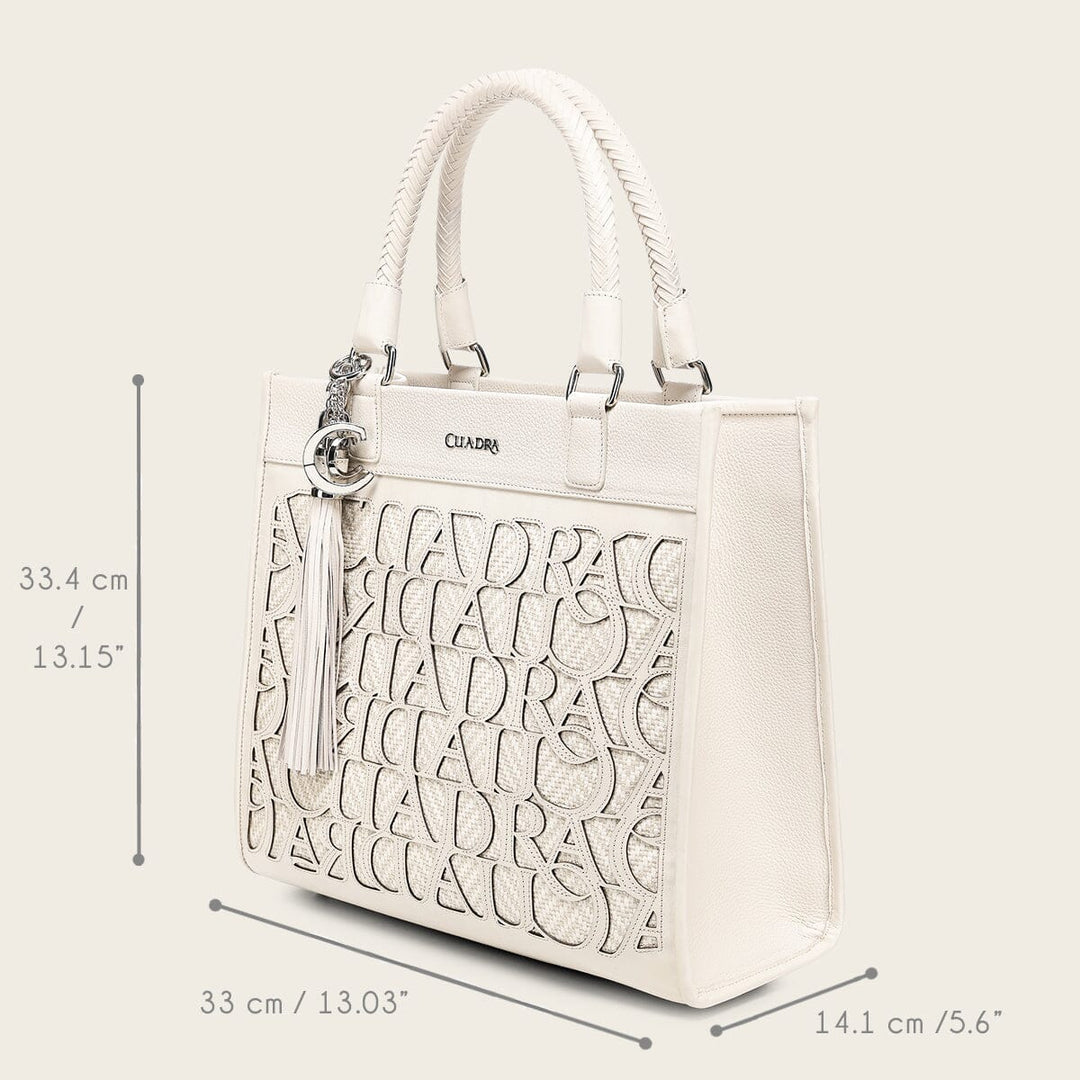 DU762 WHITE MONOGRAM TOP HANDLE HANDBAG
