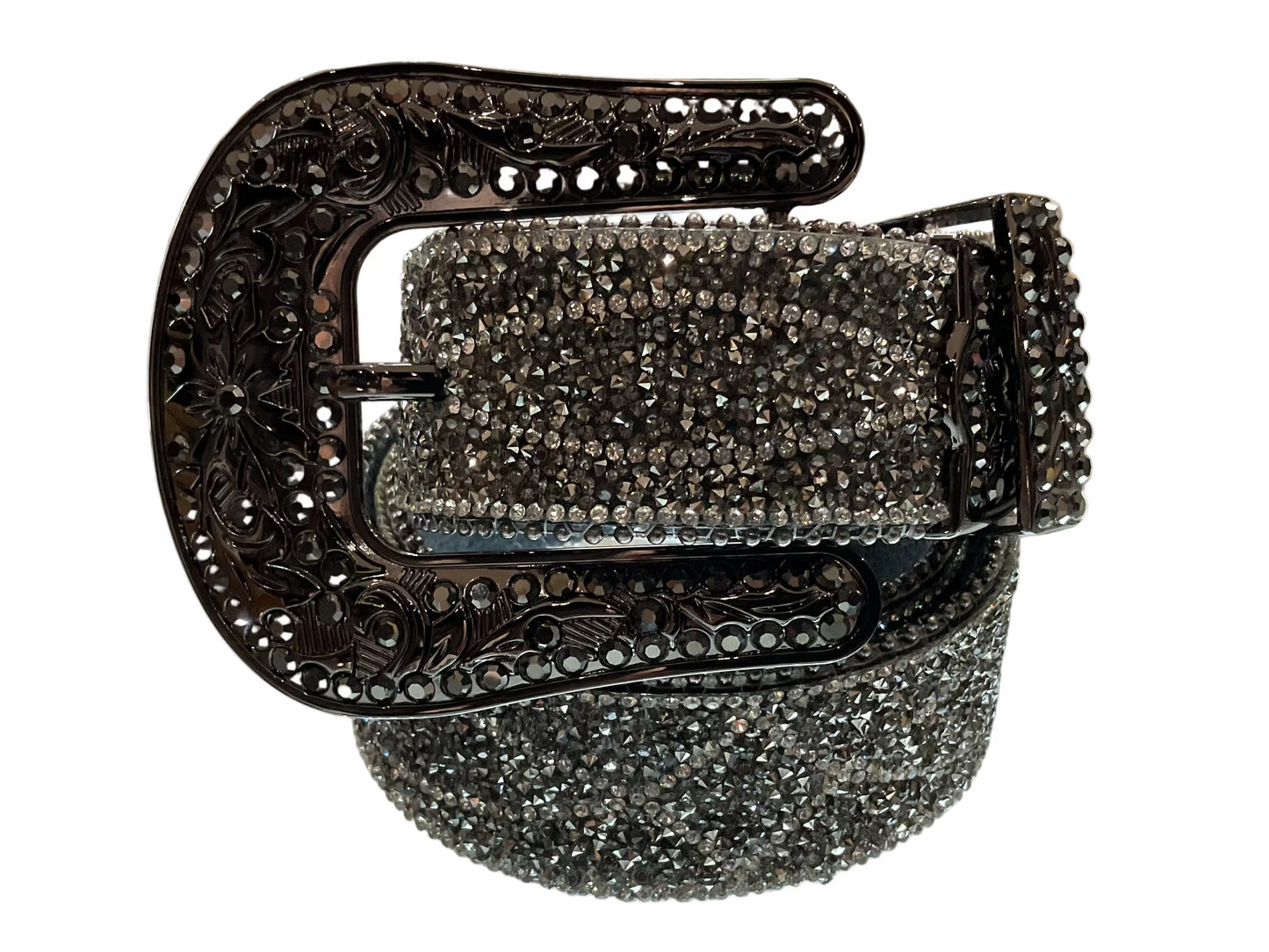 D140009401 ANGEL RANCH LAIES BELT 1 1/2" HEMATITE BEADS BLACK