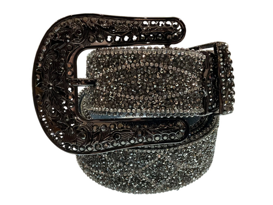 D140009401 ANGEL RANCH LAIES BELT 1 1/2" HEMATITE BEADS BLACK