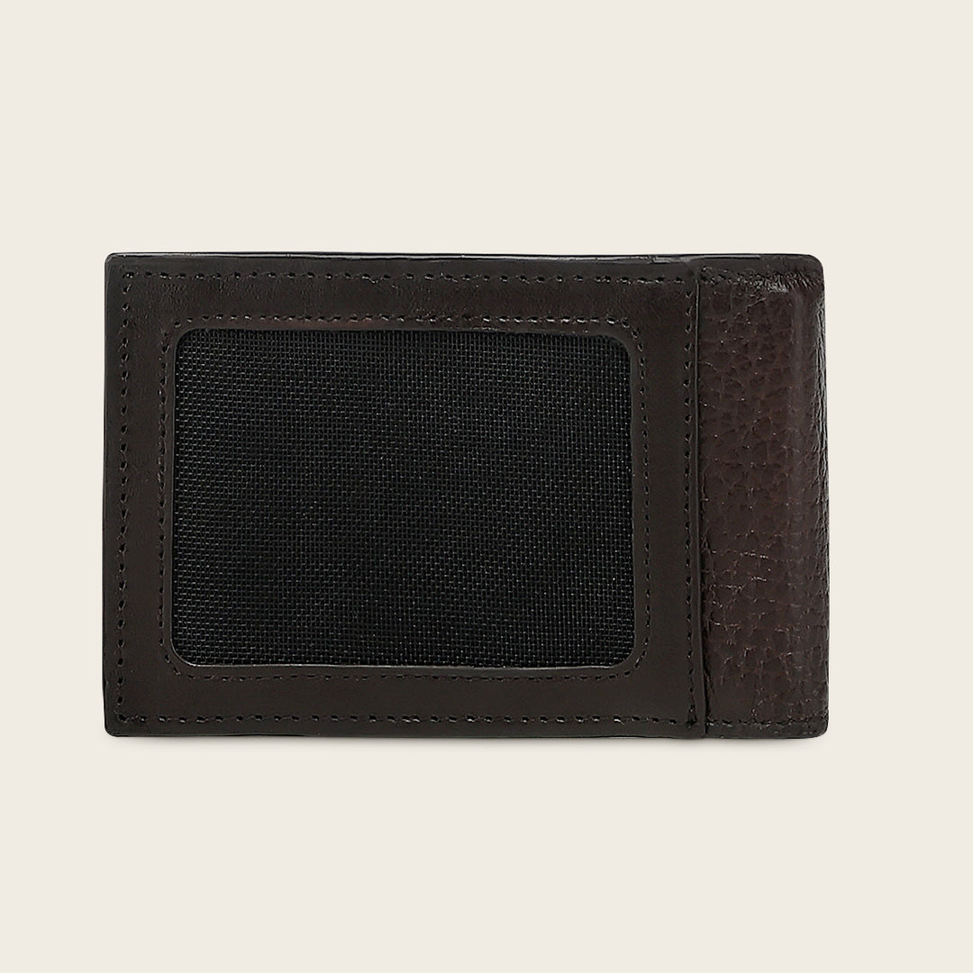 DU786 CUADRA MEN'S GENUINE ITALIAN DEERSKIN LEATHER CARD HOLDER