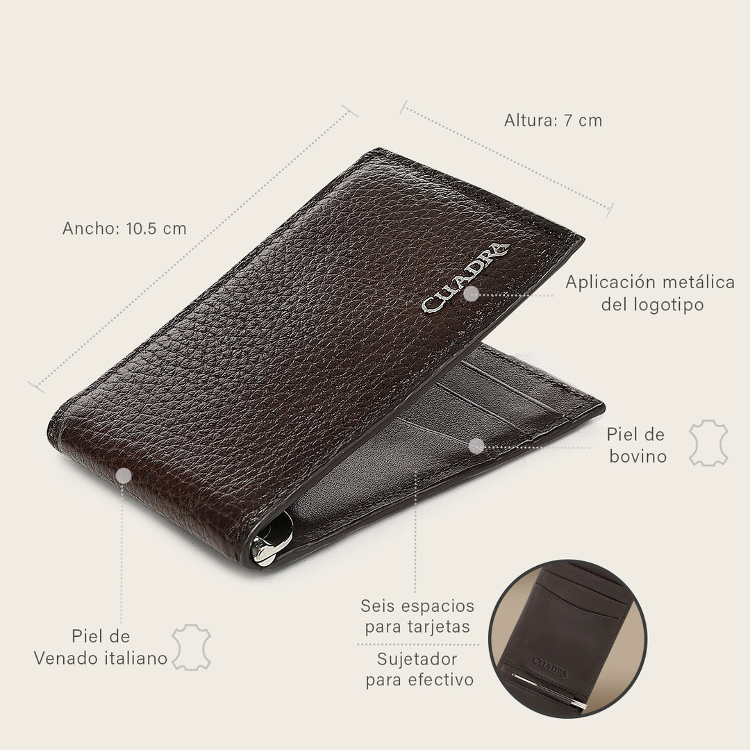 DU786 CUADRA MEN'S GENUINE ITALIAN DEERSKIN LEATHER CARD HOLDER