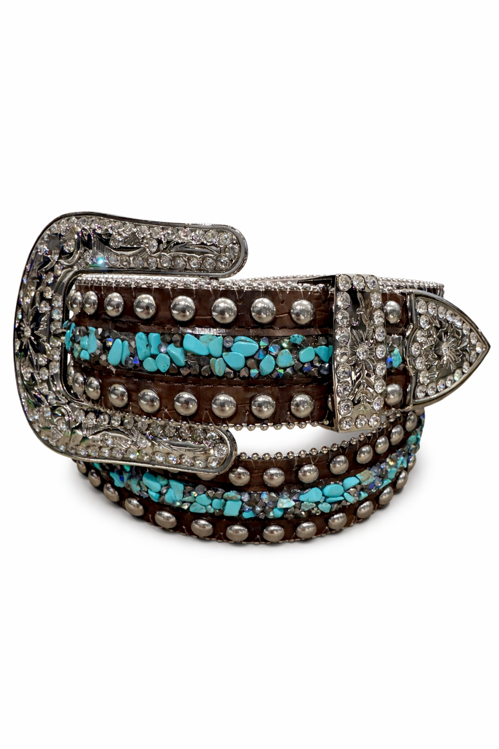 DA1774 1 1/2 BROWN  GATOR PRINT LEATHER BELT 1 1/2