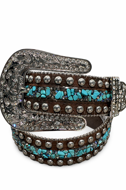 DA1774 1 1/2 BROWN  GATOR PRINT LEATHER BELT 1 1/2