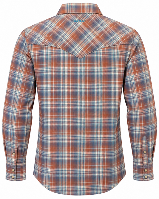 10080648 ARIAT PRO AMES LONG SLEEVE SNAP SHIRT RUST PLAID