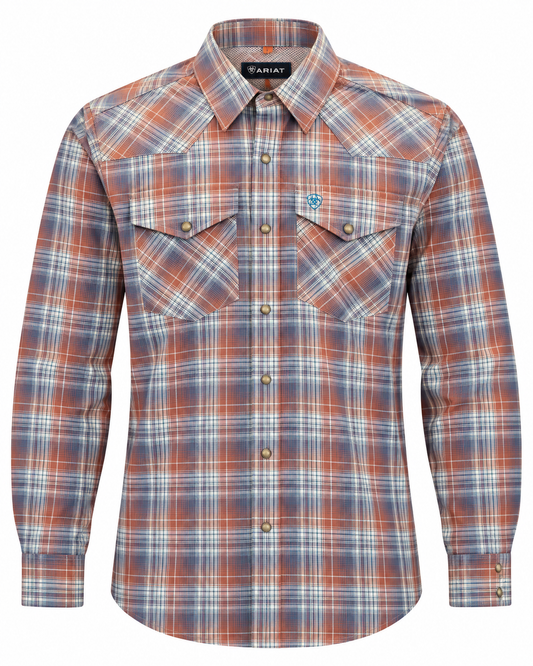 10080648 ARIAT PRO AMES LONG SLEEVE SNAP SHIRT RUST PLAID