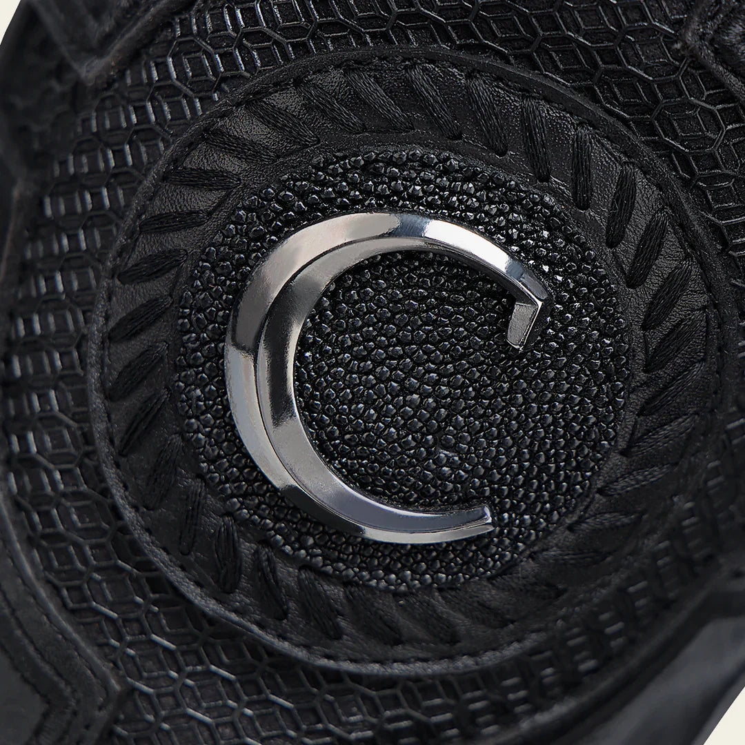 CC221 BLACK STINGRAY EMBROIDERY & LASER WOVEN SQUARE TOE CUADRA MANTARRAYA
