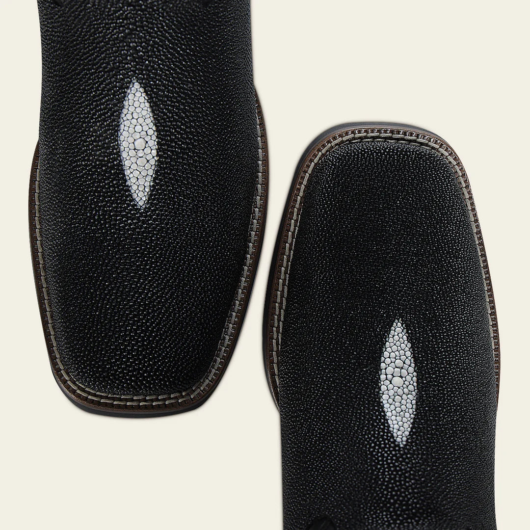 CC221 BLACK STINGRAY EMBROIDERY & LASER WOVEN SQUARE TOE CUADRA MANTARRAYA
