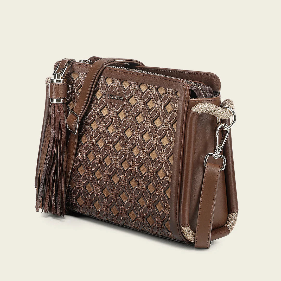 DU817 CUADRA GENUINE LEATHER CROSSBODY BAG FOR WOMEN HONEY