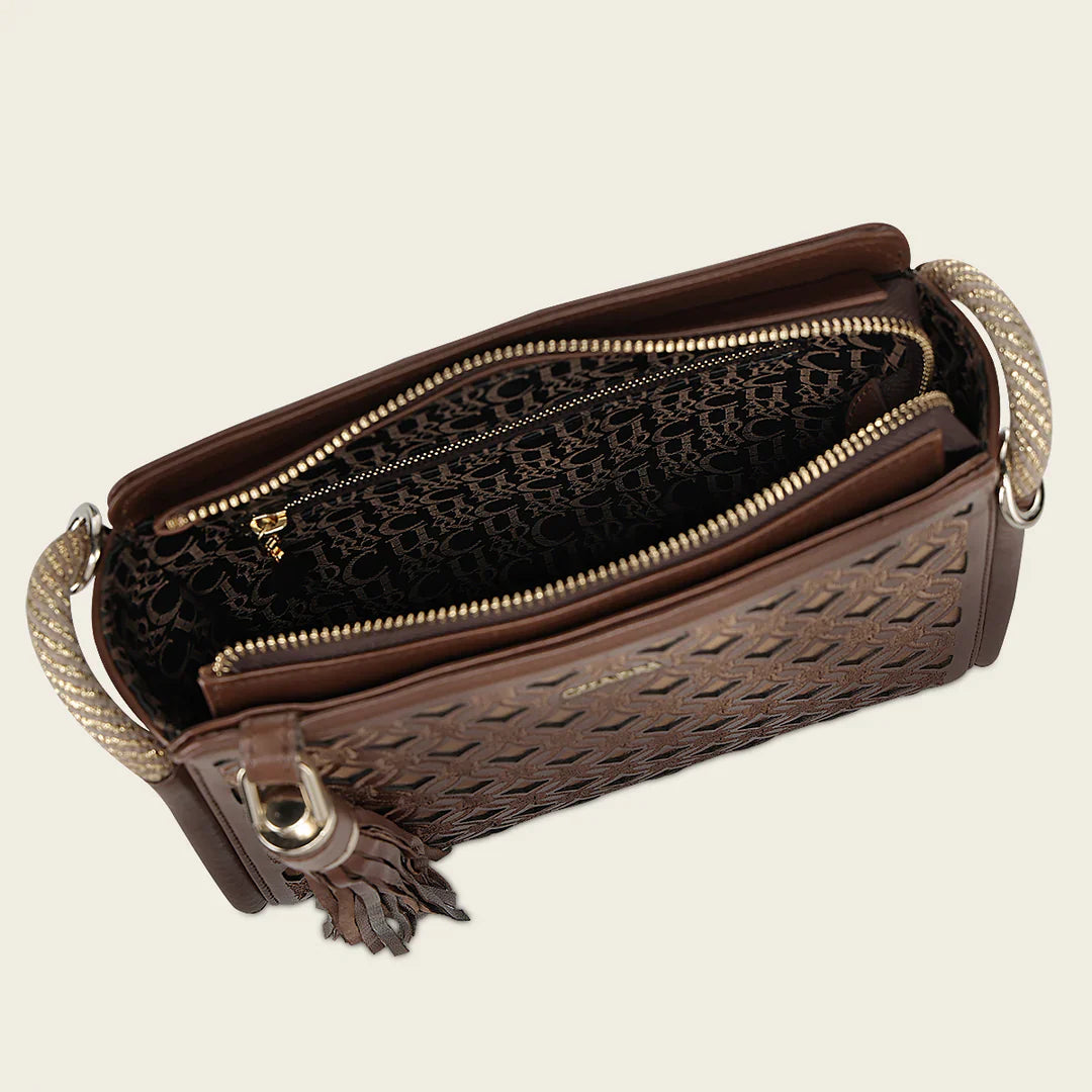 DU817 CUADRA GENUINE LEATHER CROSSBODY BAG FOR WOMEN HONEY