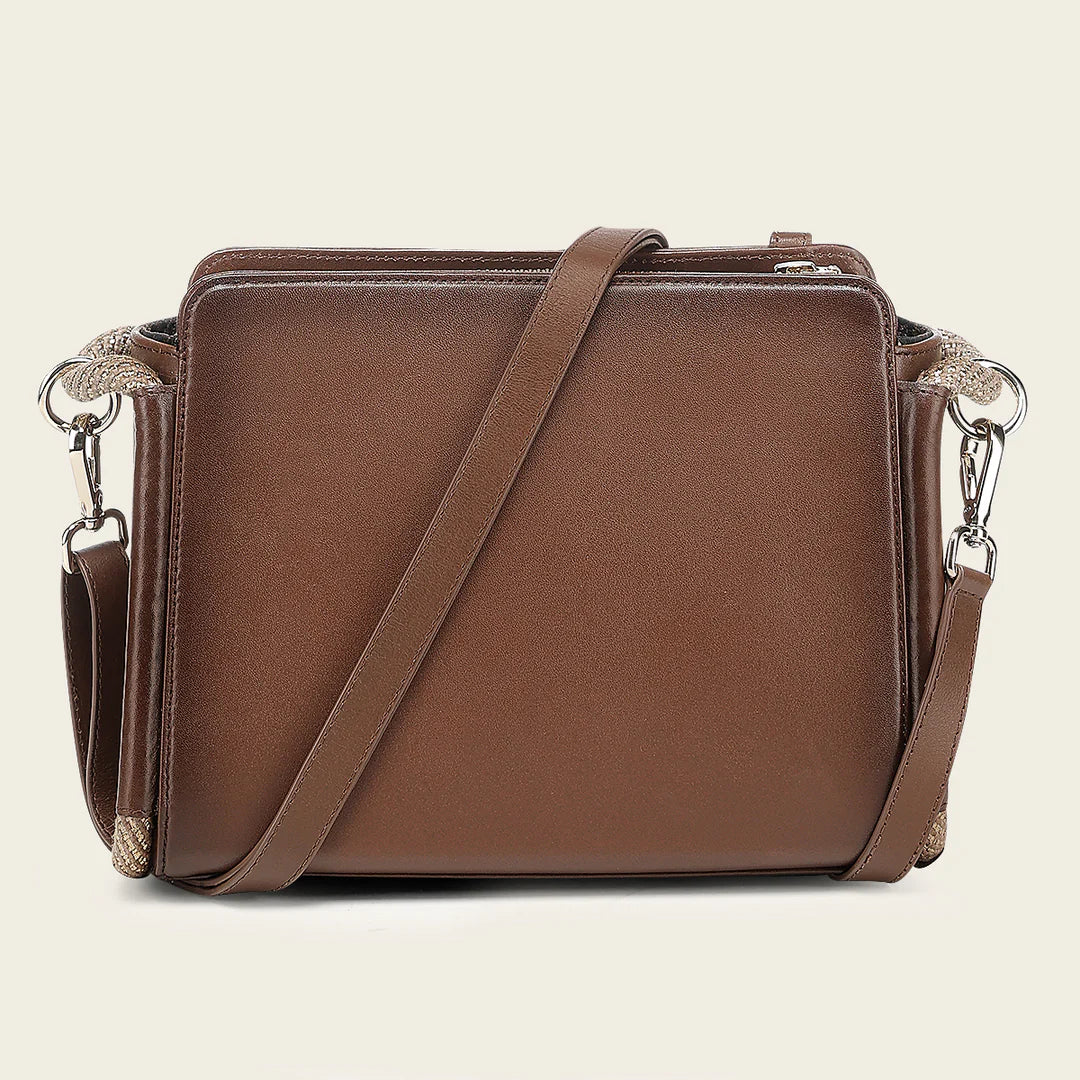 DU817 CUADRA GENUINE LEATHER CROSSBODY BAG FOR WOMEN HONEY