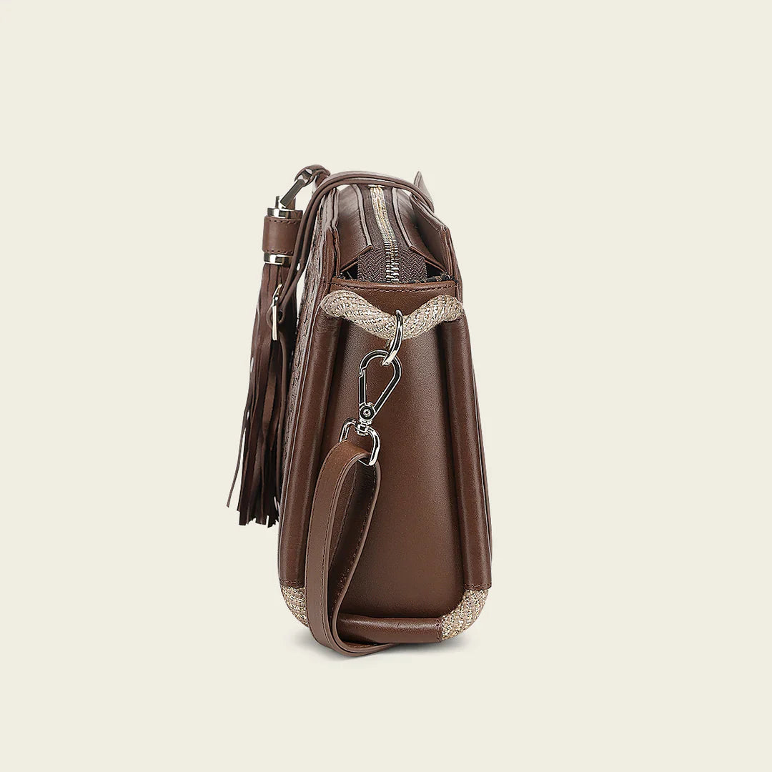 DU817 CUADRA GENUINE LEATHER CROSSBODY BAG FOR WOMEN HONEY
