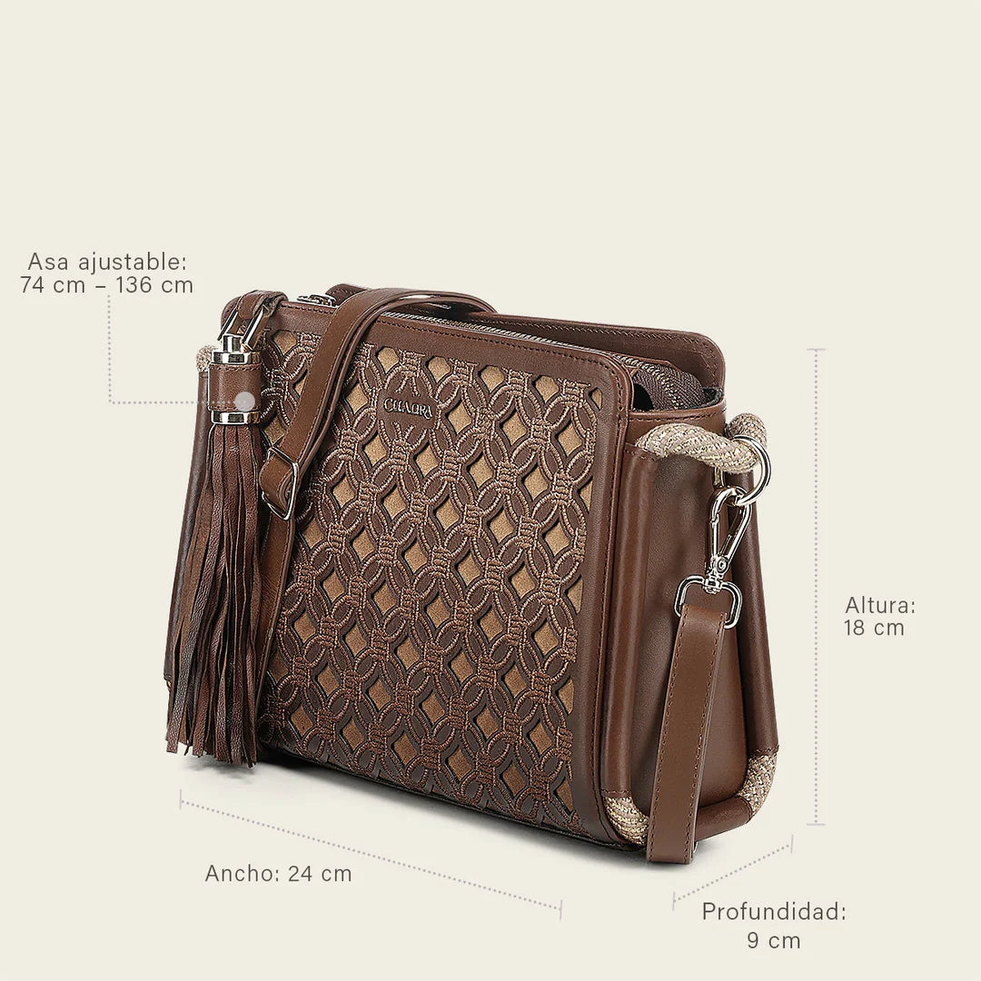 DU817 CUADRA GENUINE LEATHER CROSSBODY BAG FOR WOMEN HONEY