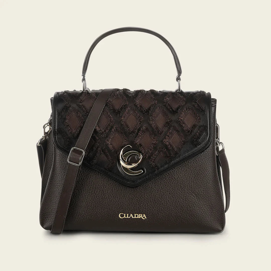DU820 CUADRA WOMEN'S GENUINE LEATHER HANDBAG BROWN