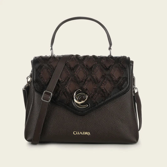 DU820 CUADRA WOMEN'S GENUINE LEATHER HANDBAG BROWN