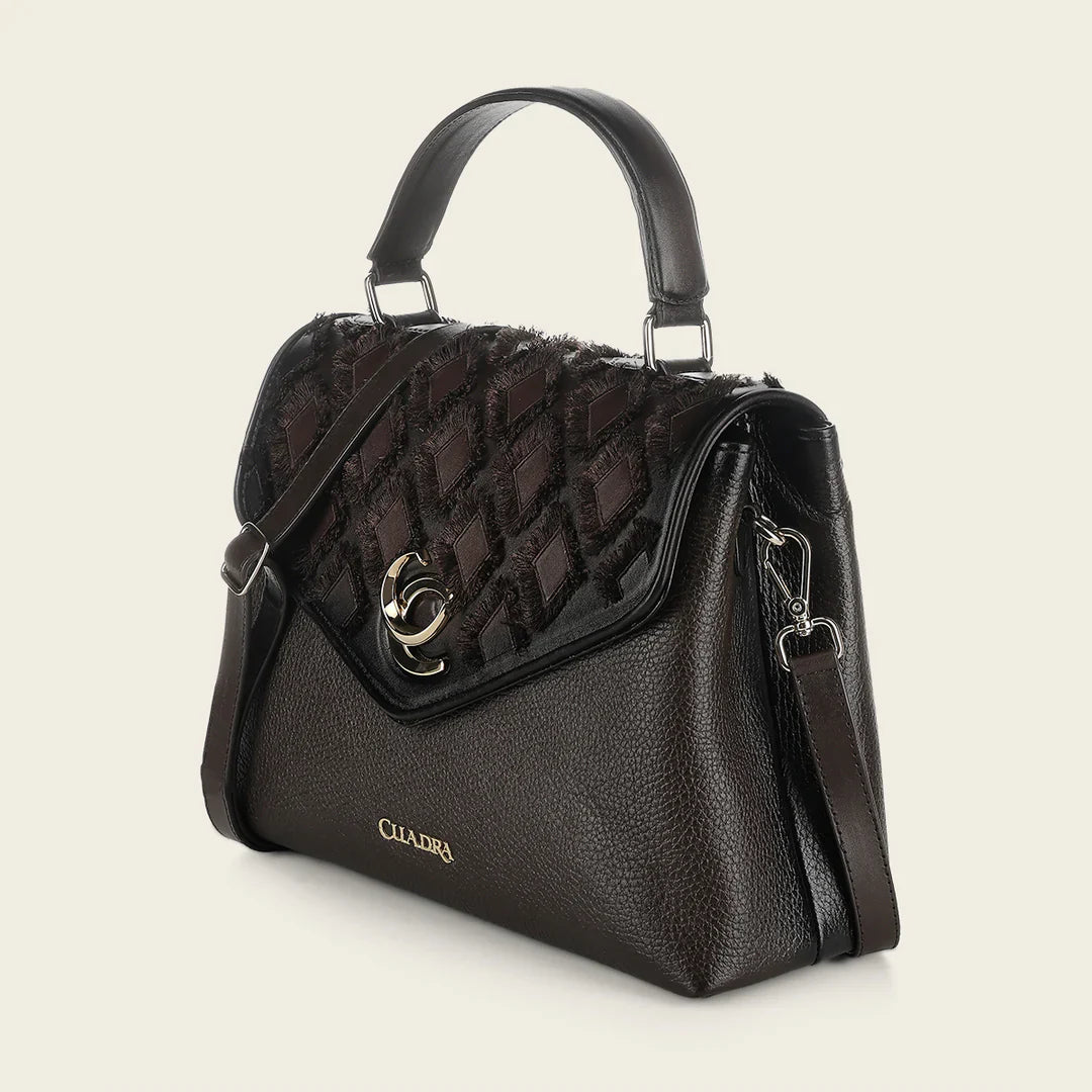 DU820 CUADRA WOMEN'S GENUINE LEATHER HANDBAG BROWN