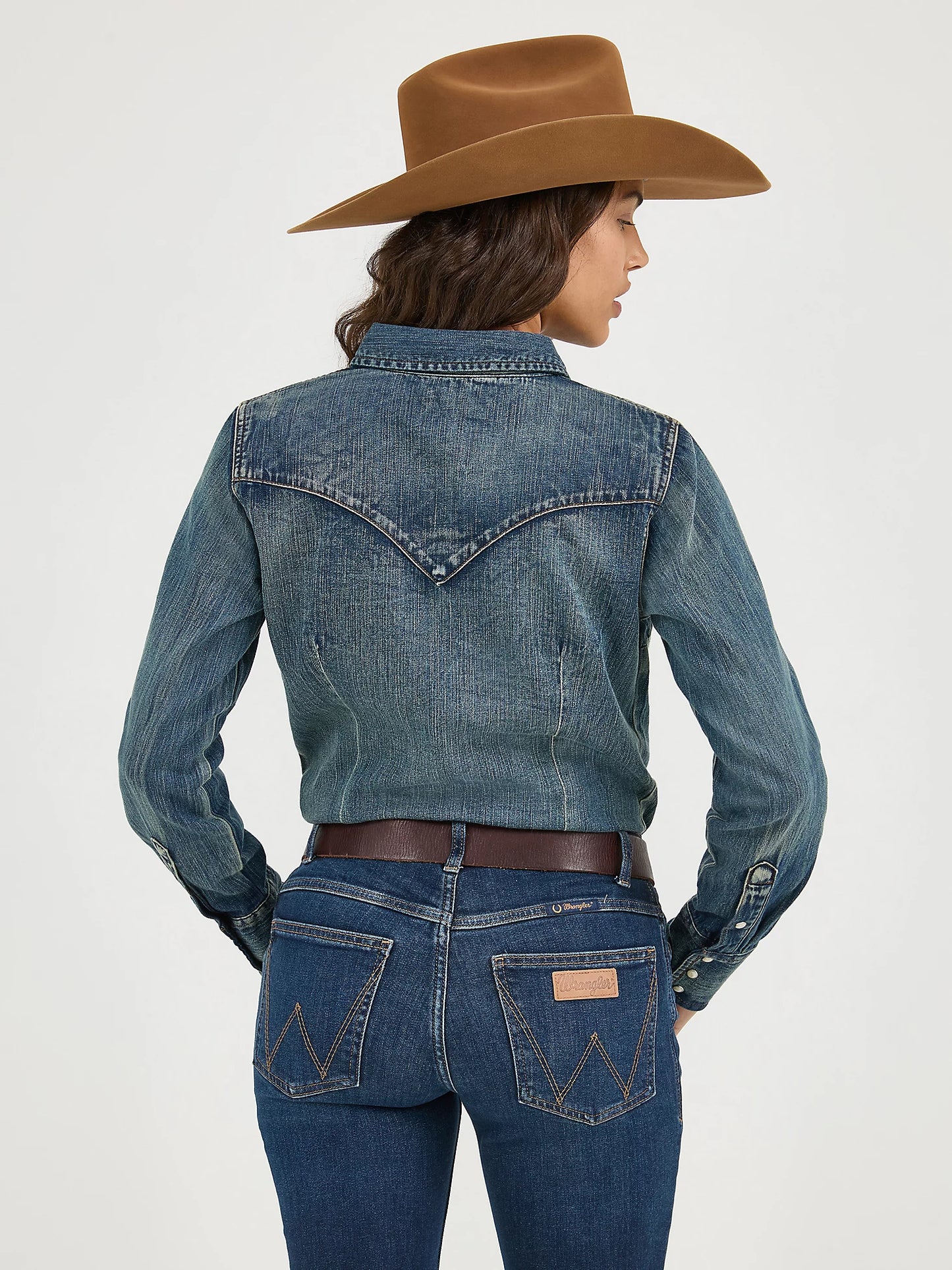 LW3039D Women's Long Sleeve Western Snap Denim Top