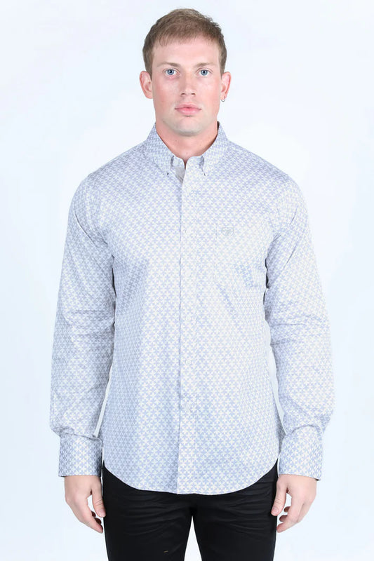 CWL9648 MEN'S SATIN COTTON/SPANDEX MODERN SHIRT WHITE