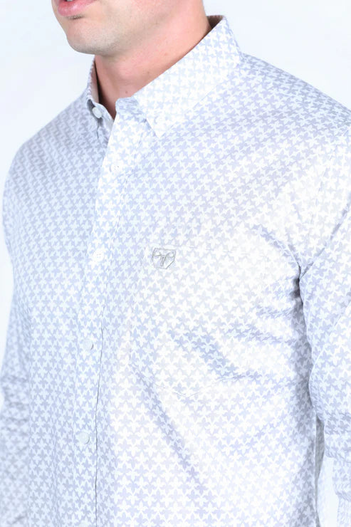 CWL9648 MEN'S SATIN COTTON/SPANDEX MODERN SHIRT WHITE