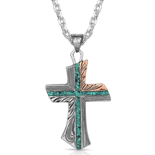 NC4779 Inner Light Turquoise Cross Necklace