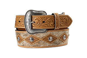 N210010608 NOCONA 1 3/4-1 1/2 BELT DIAMOND OVERLAY TAN
