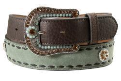 N320006533 Nocona Ladies Belt 1 1/2" Buck Lace Opal Topaz Turquoise