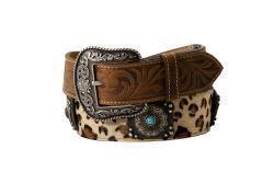 N320007397 NOCONA LADIES BELT LEOPARD CALF HAIR MULTICOLOR