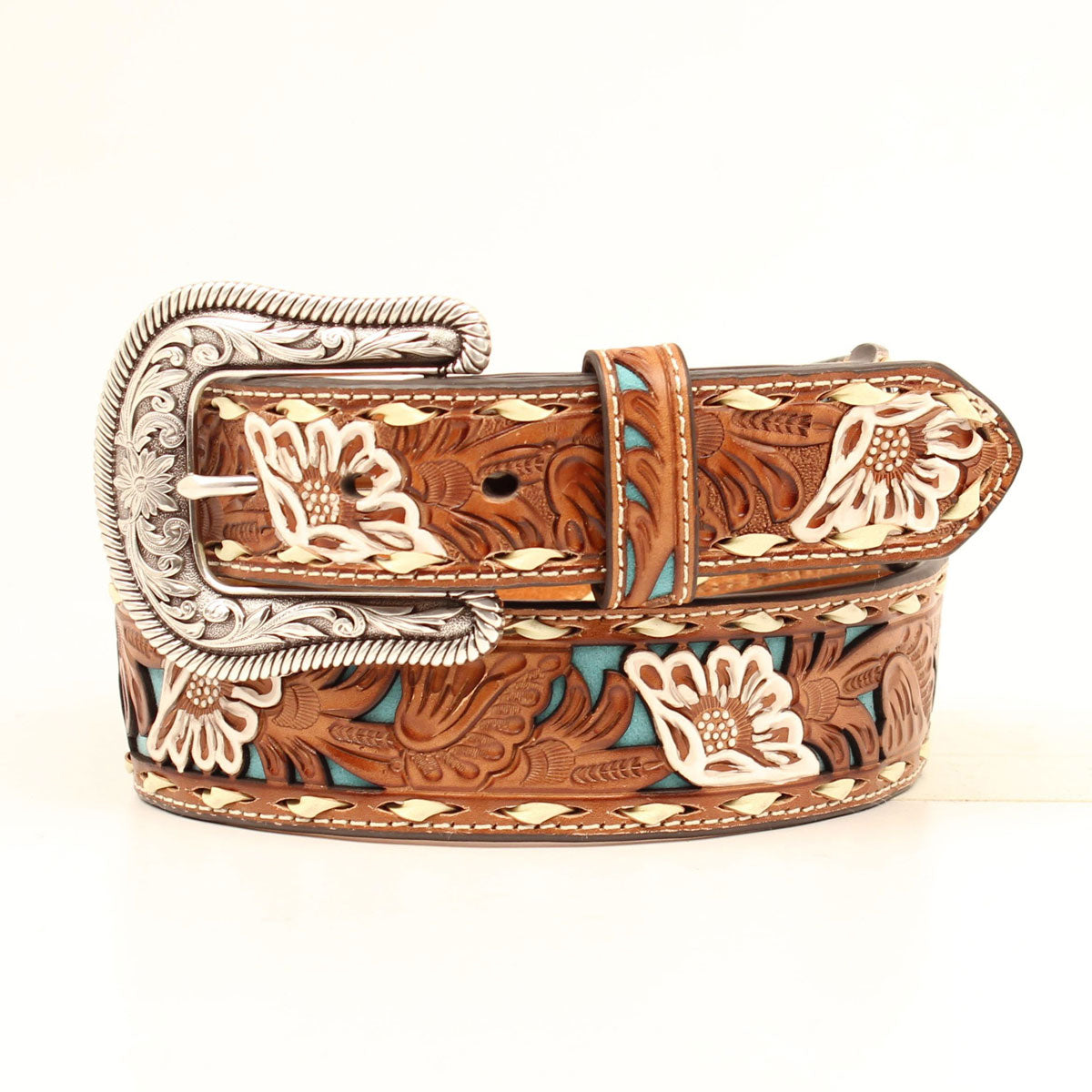N3412308 NOCONA LADIES PIERCED FLORAL BELT